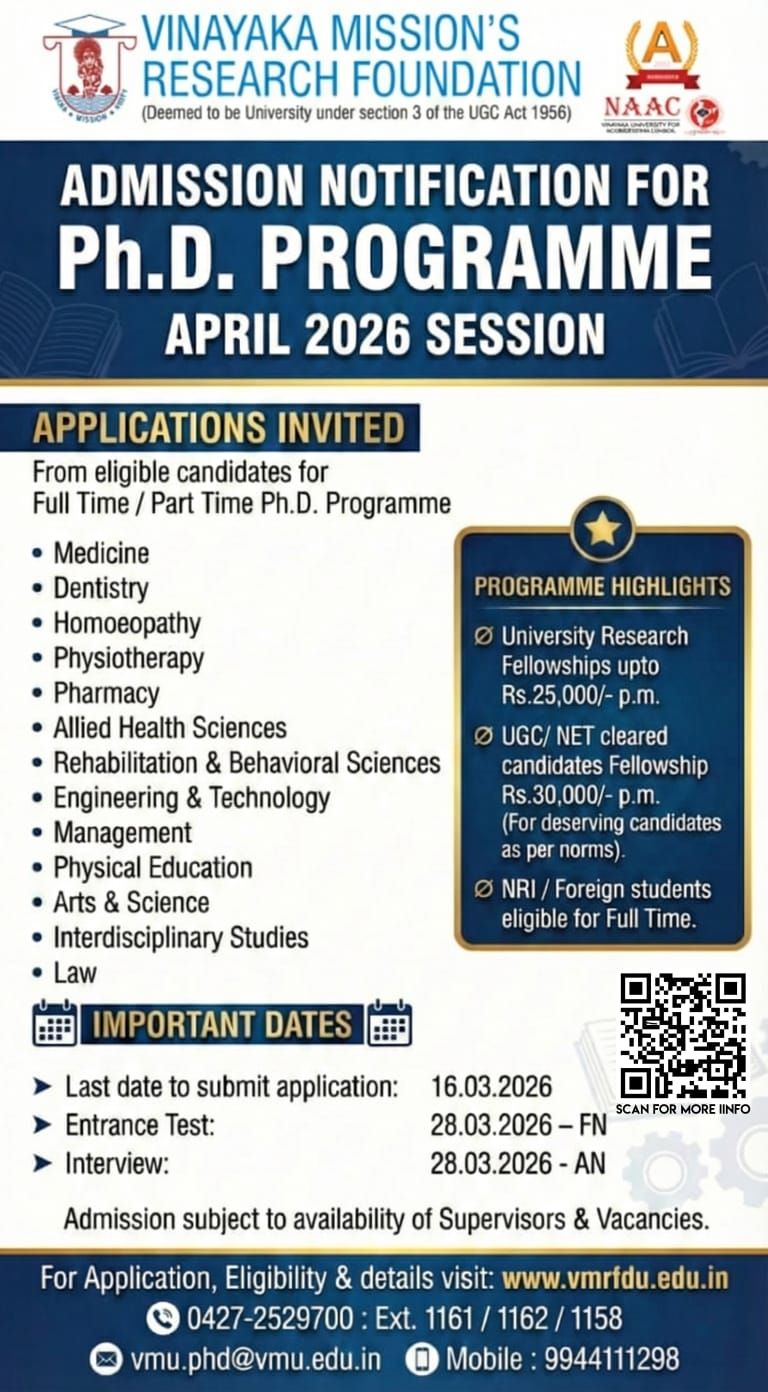 Ph.D., April 2026 Notification.jpeg