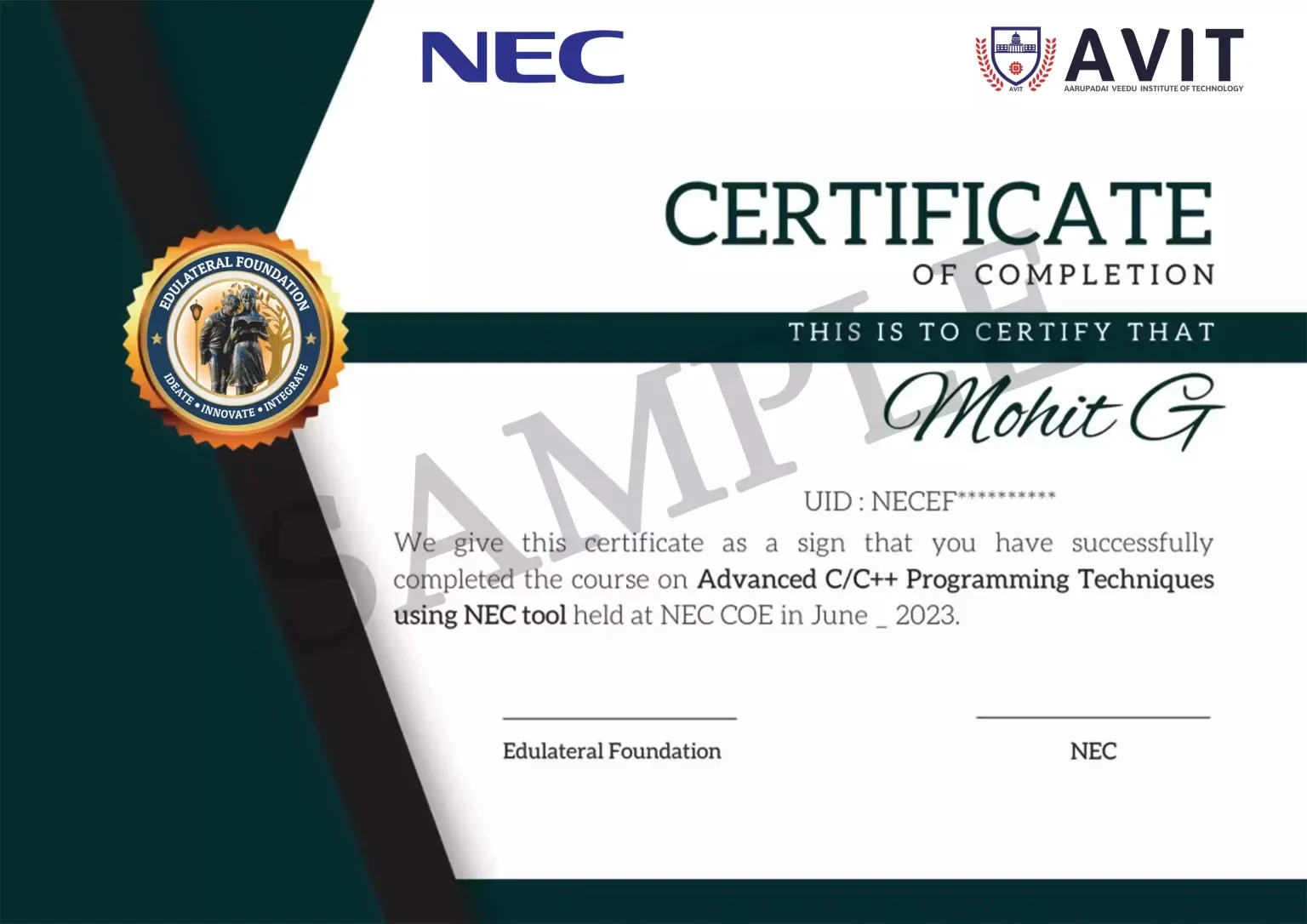 7 Certifications from NEC
